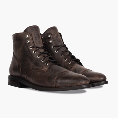 Thursday Boots Captain Men's Lace-Up Boots Brown | NZ68GQSAT