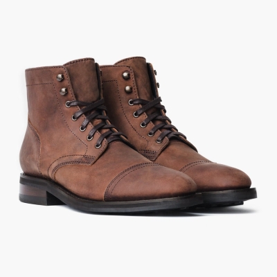 Thursday Boots Captain Men's Lace-Up Boots Brown | NZ81YVNQD