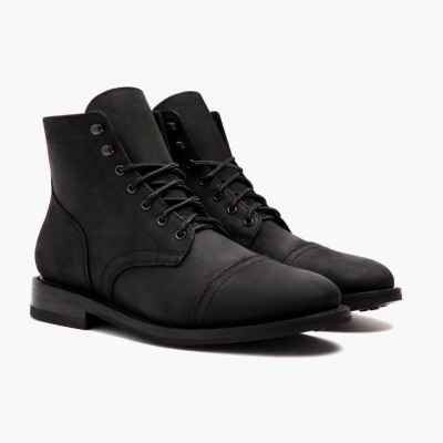 Thursday Boots Captain Men's Lace-Up Boots Black | NZ98XEUAW