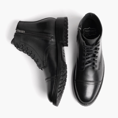 Thursday Boots Major Men's Lace-Up Boots Black | NZ57GTZDY