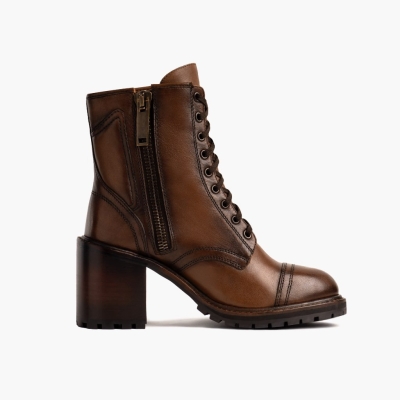 Thursday Boots Rebel Women's Lace-Up Boots Brown | NZ71HJGTC