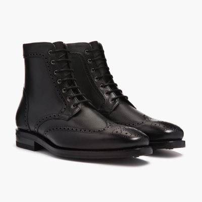 Thursday Boots Wingtip Men's Lace-Up Boots Black | NZ73BUCAN